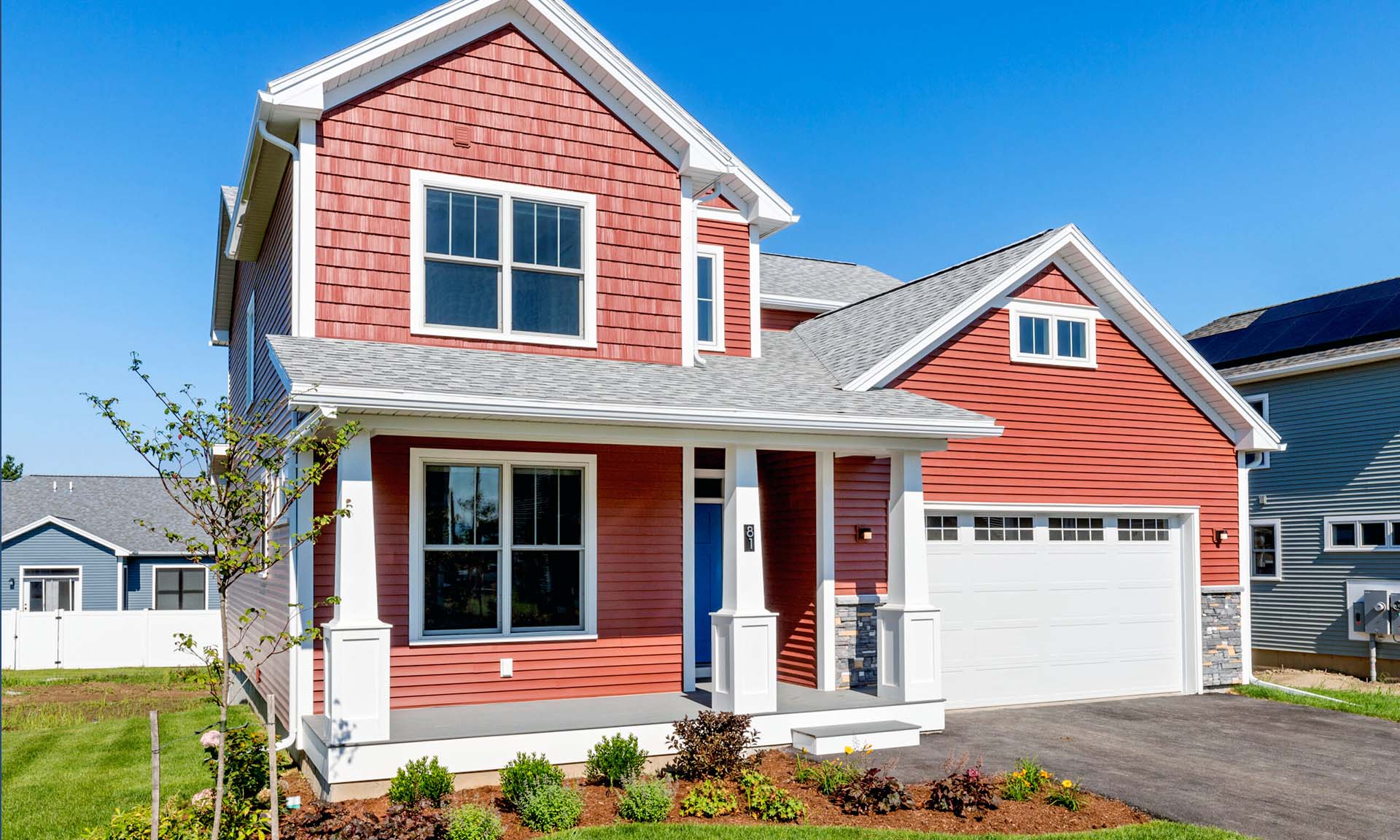Violet Craftsman home in red