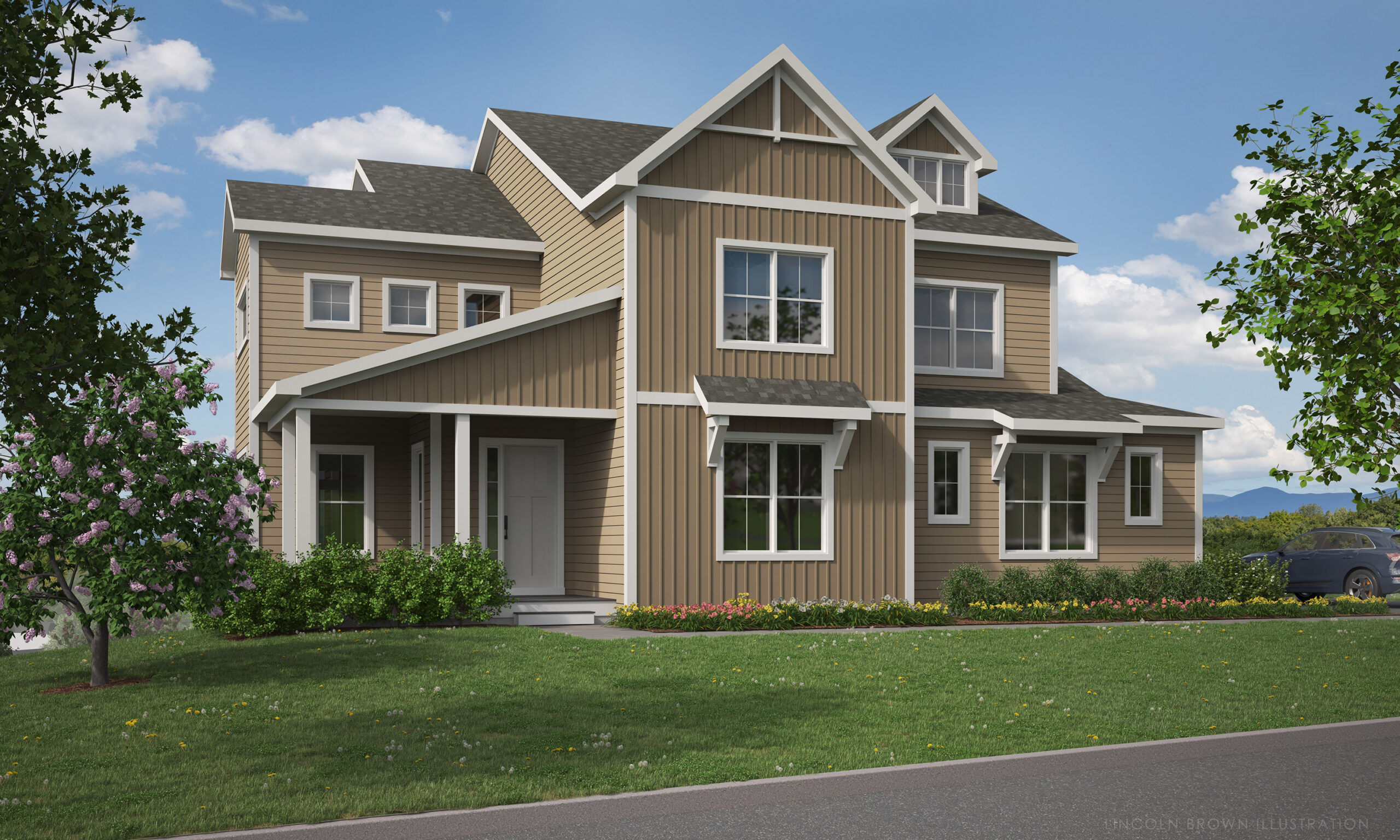 Equinox Farmhouse exterior home rendering