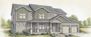 Architectural rendering of a large house