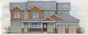Architectural rendering of a large house