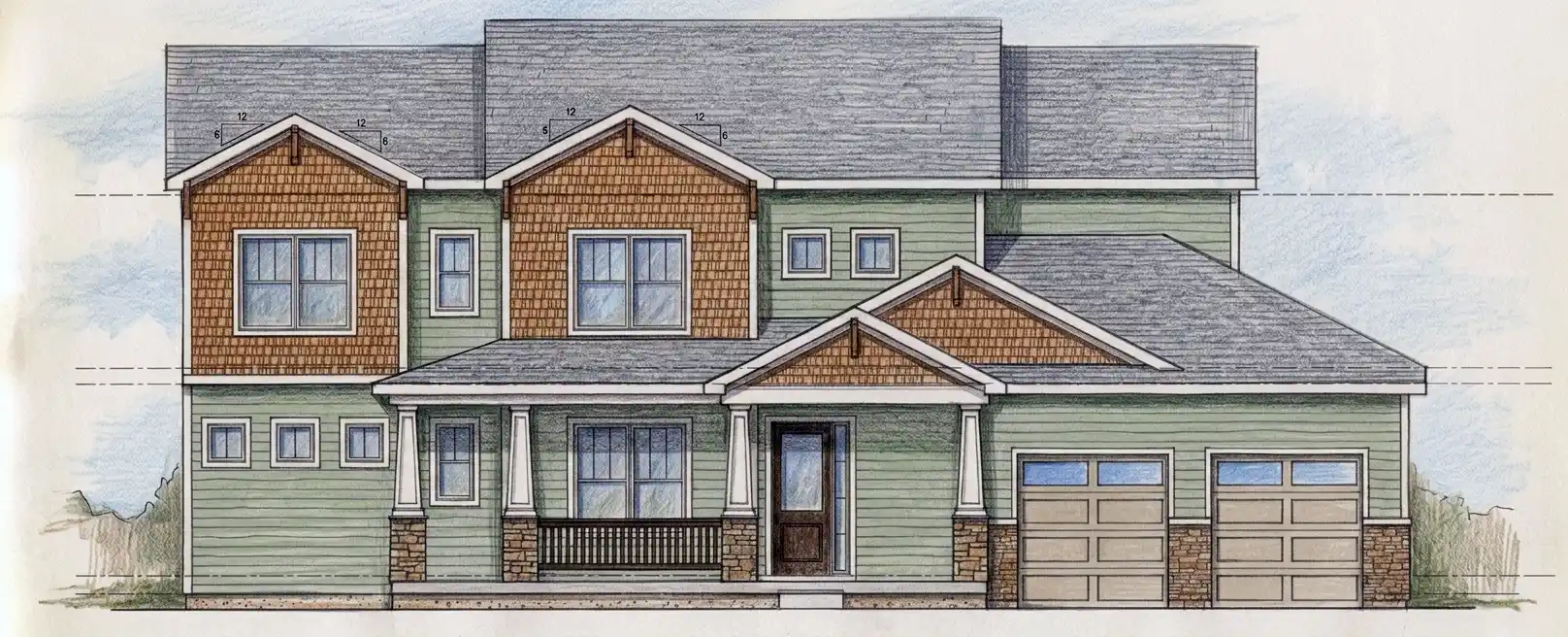 Architectural rendering of a large house